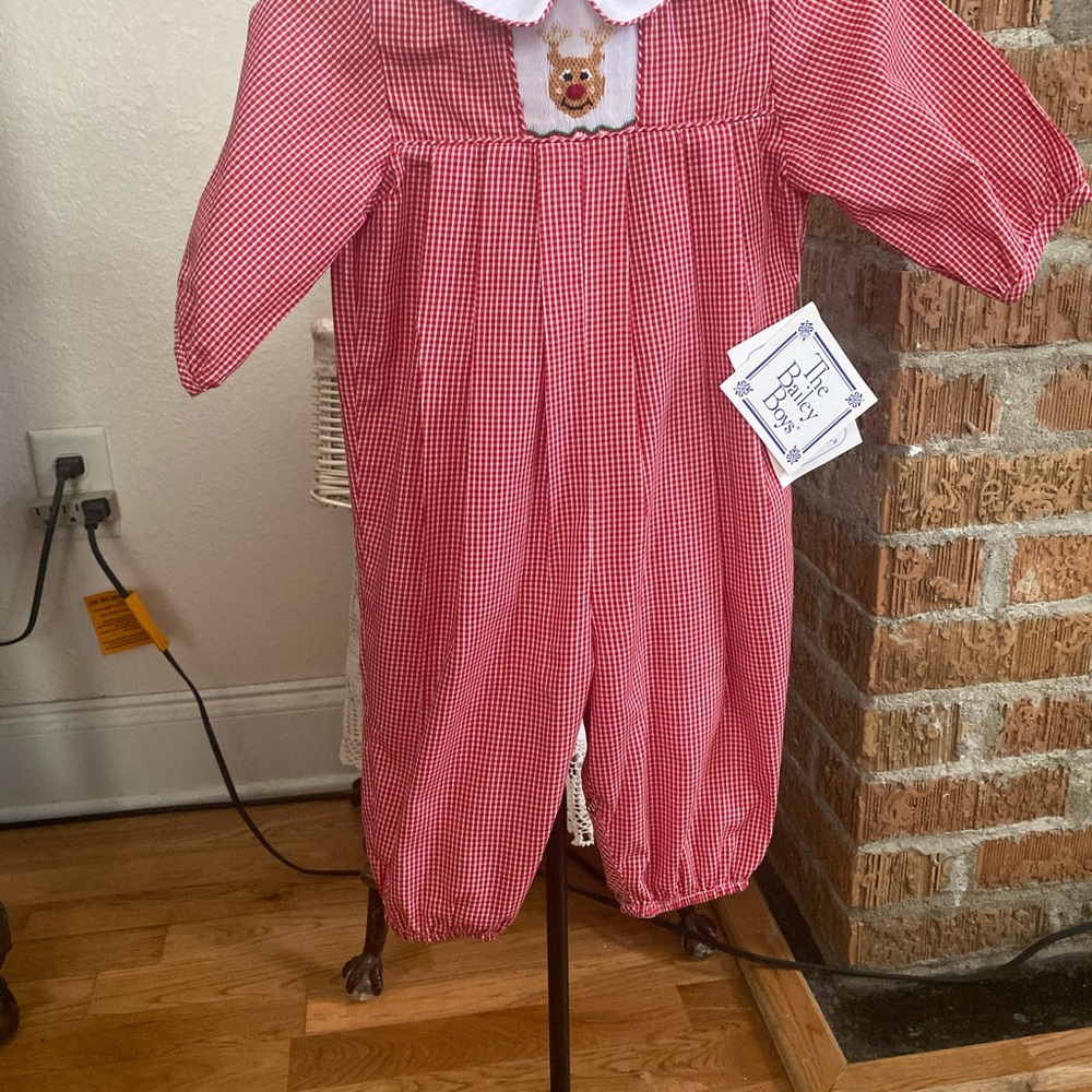 NWT The Bailey Boys Infant Christmas Smocked Long all size 6 months - Picture 7 of 16